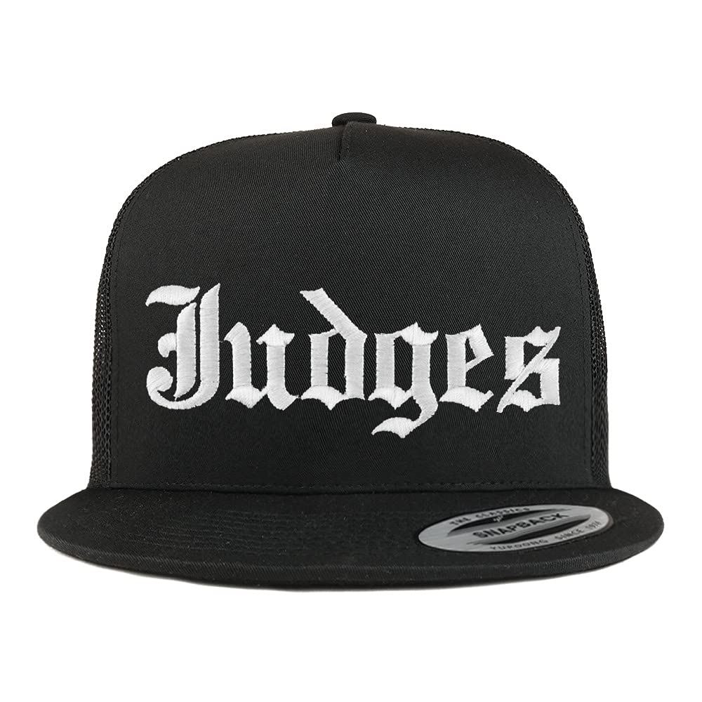 Trendy Apparel Shop Judges Old English 5 Panel Flatbill Trucker Cap