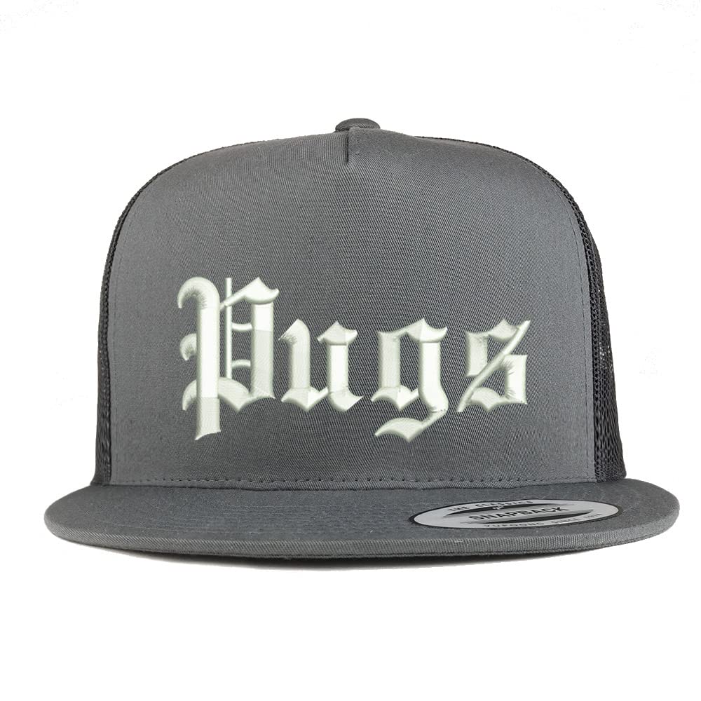 Trendy Apparel Shop Old English Pugs 5 Panel Flatbill Trucker Cap