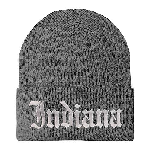 Trendy Apparel Shop Indiana State Old English Embroidered Long Cuff Beanie