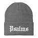 Trendy Apparel Shop Psalms Old English Embroidered Long Cuff Beanie