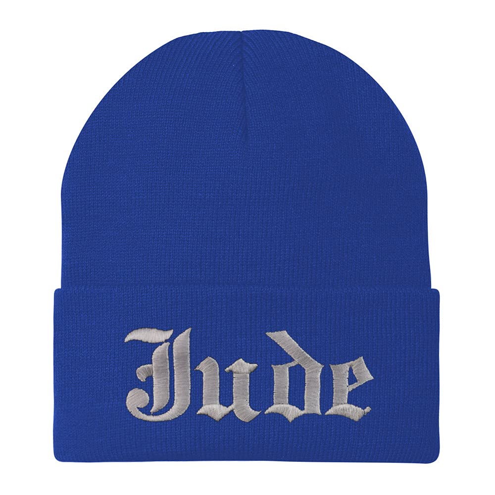Trendy Apparel Shop Jude Old English Embroidered Long Cuff Beanie