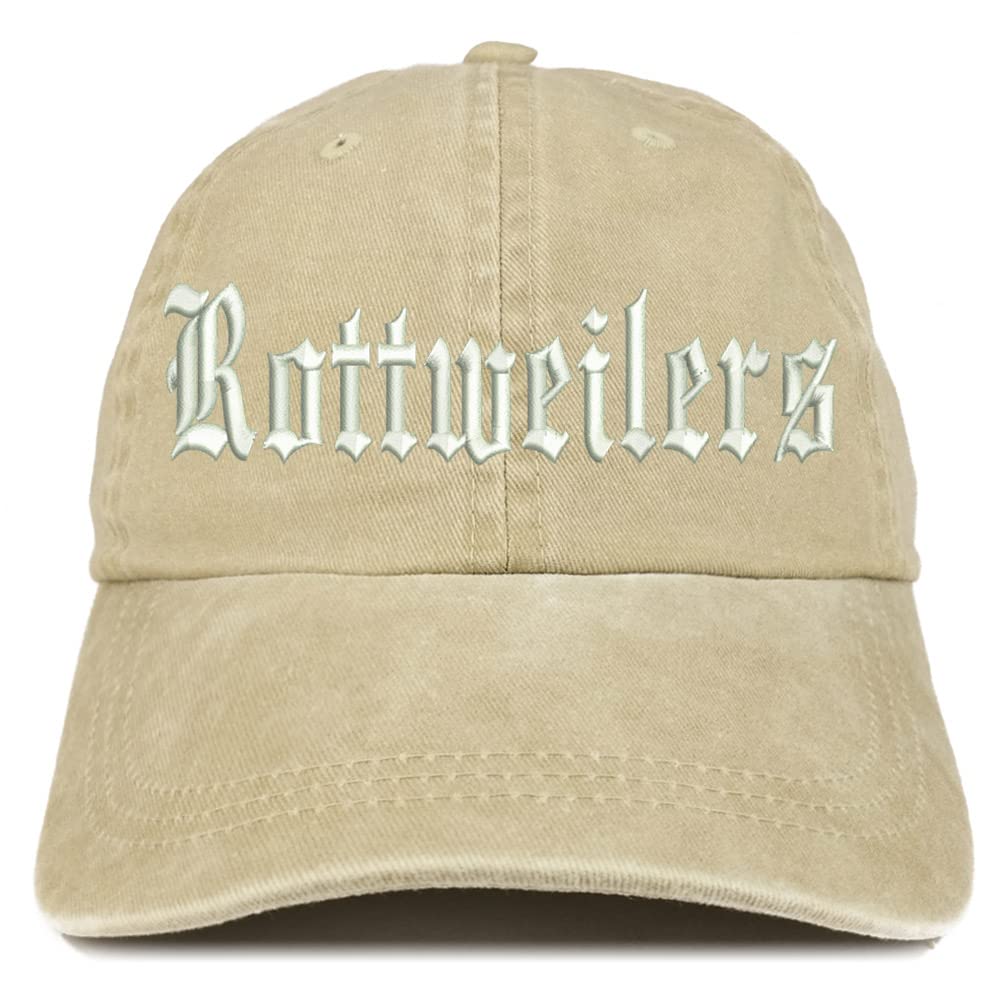 Trendy Apparel Shop Old English Rottweilers Washed Pigment Dyed Baseball Cap