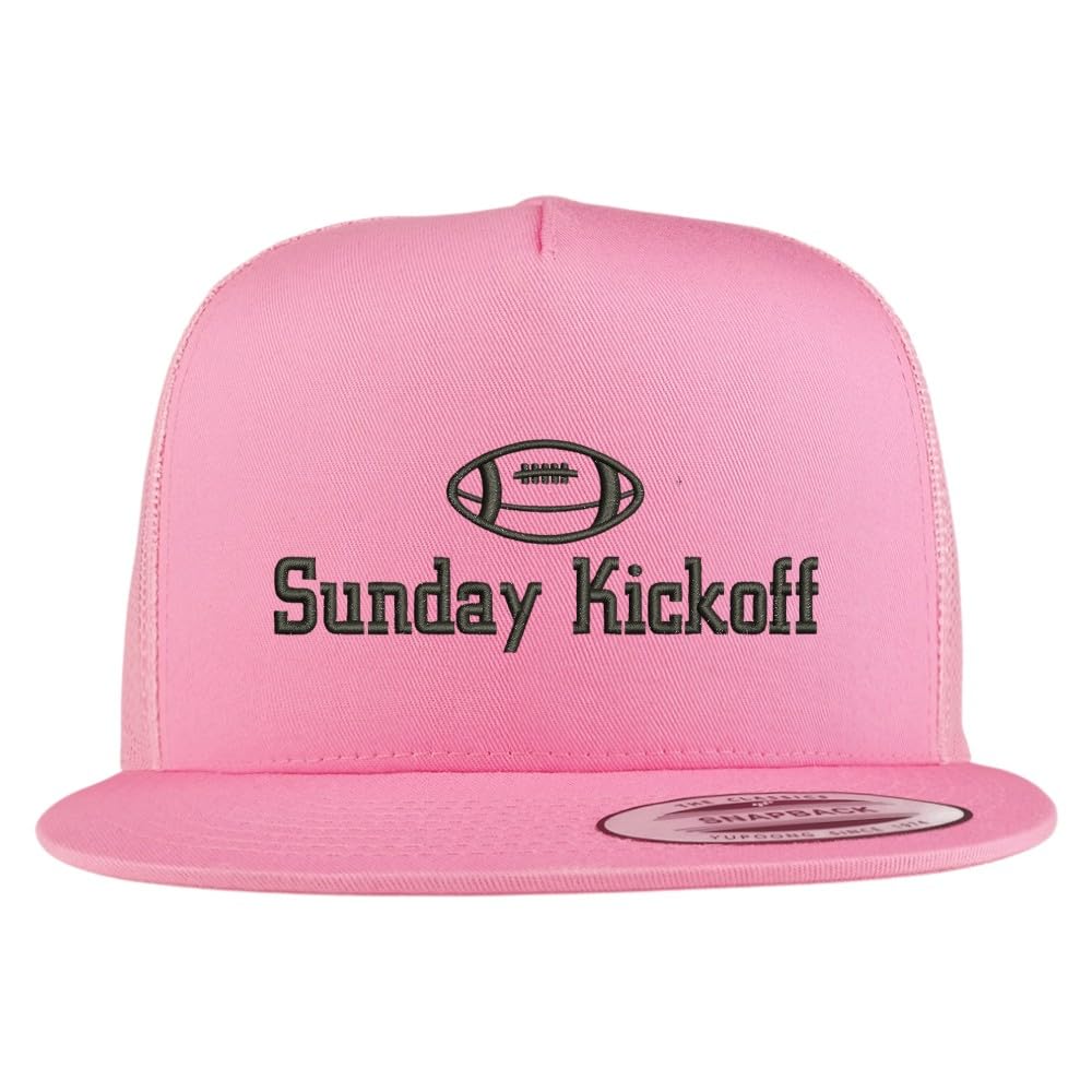 Trendy Apparel Shop Football Sunday Kickoff Embroidered 5 Panel Flatbill Trucker Mesh Cap