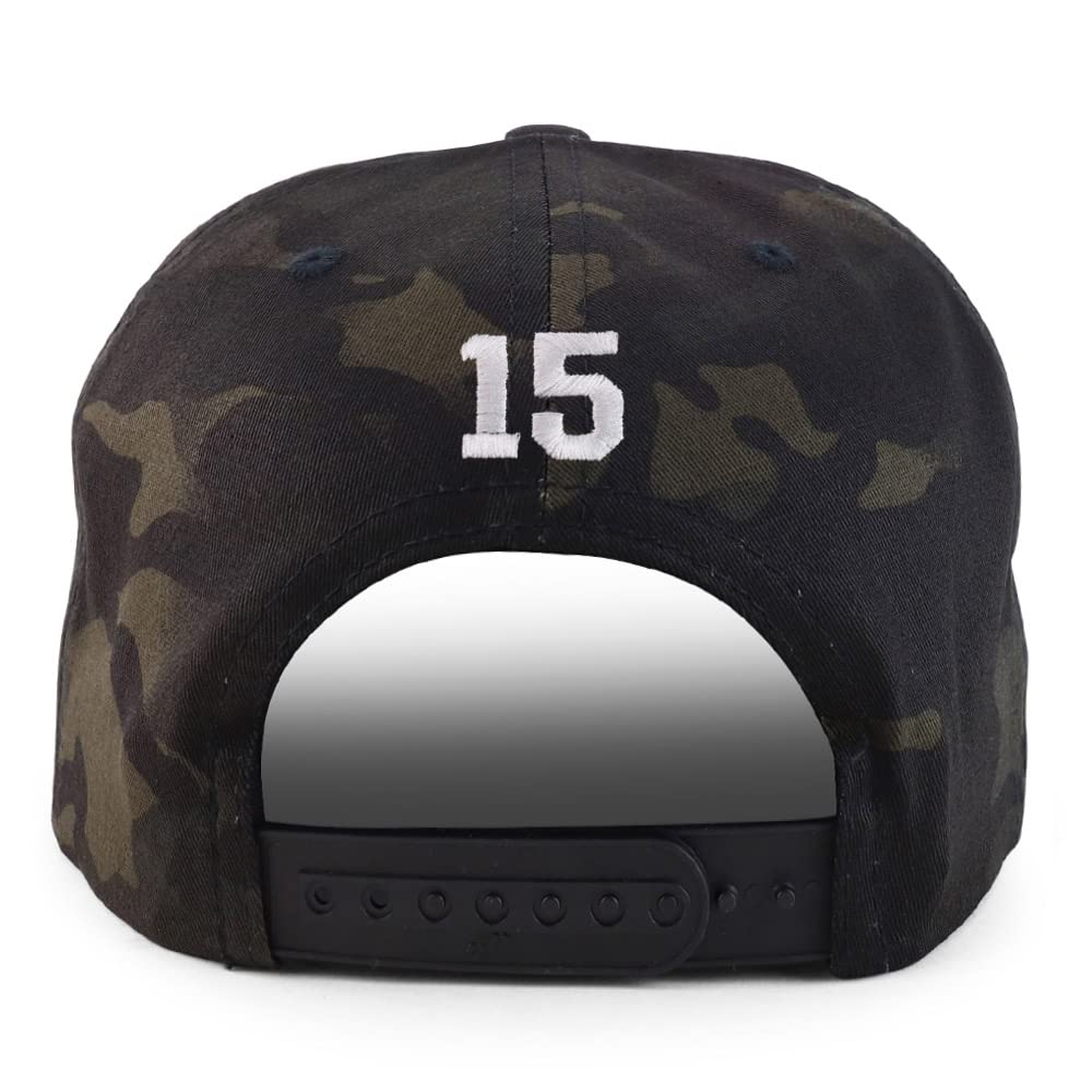 Trendy Apparel Shop Small Number 15 Back Embroidered Flatbill Snapback