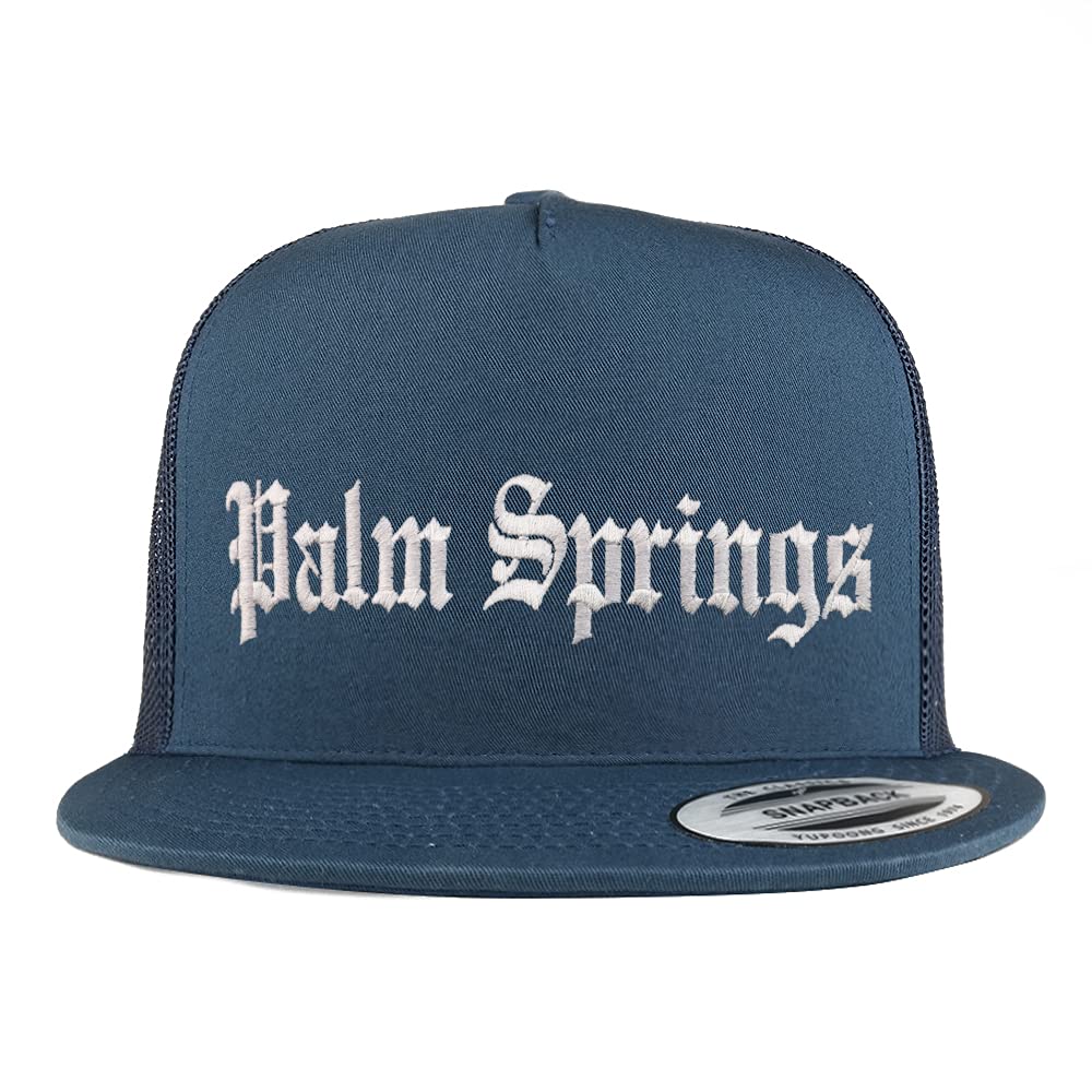 Trendy Apparel Shop Palm Springs Old English 5 Panel Flatbill Trucker Cap