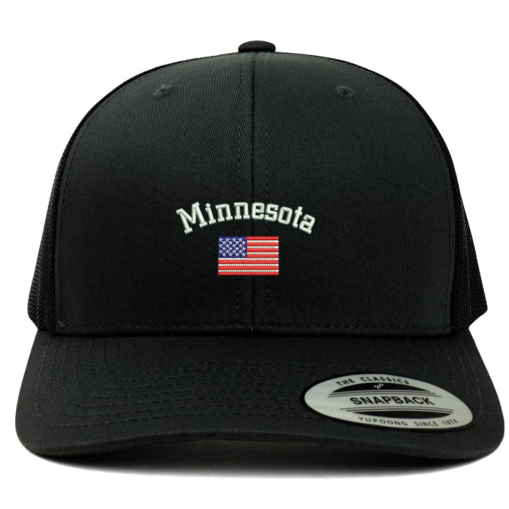 Trendy Apparel Shop Minnesota USA Flag 6 Panel Trucker Mesh Cap