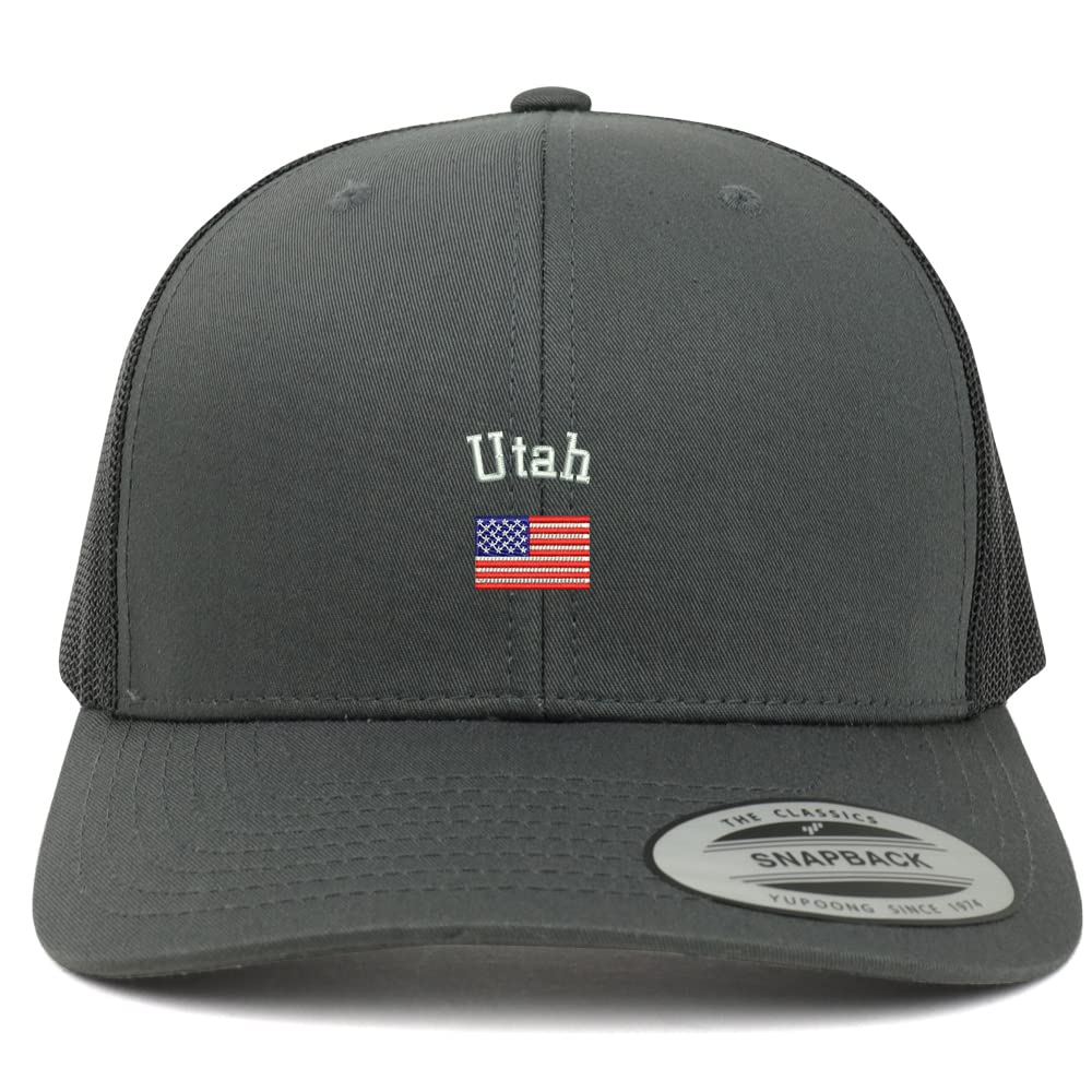 Trendy Apparel Shop Utah USA Flag 6 Panel Trucker Mesh Cap