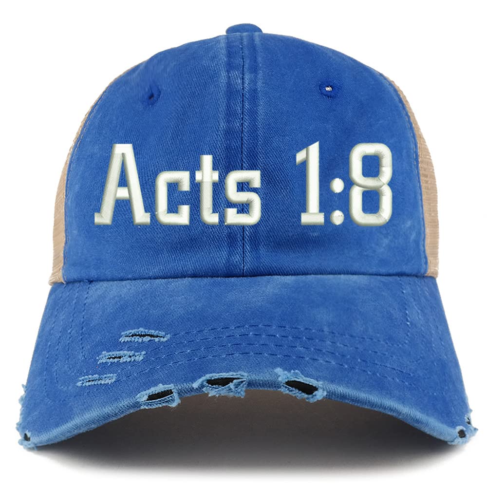 Trendy Apparel Shop Acts 1:8 Frayed Bill Trucker Mesh Back Cap