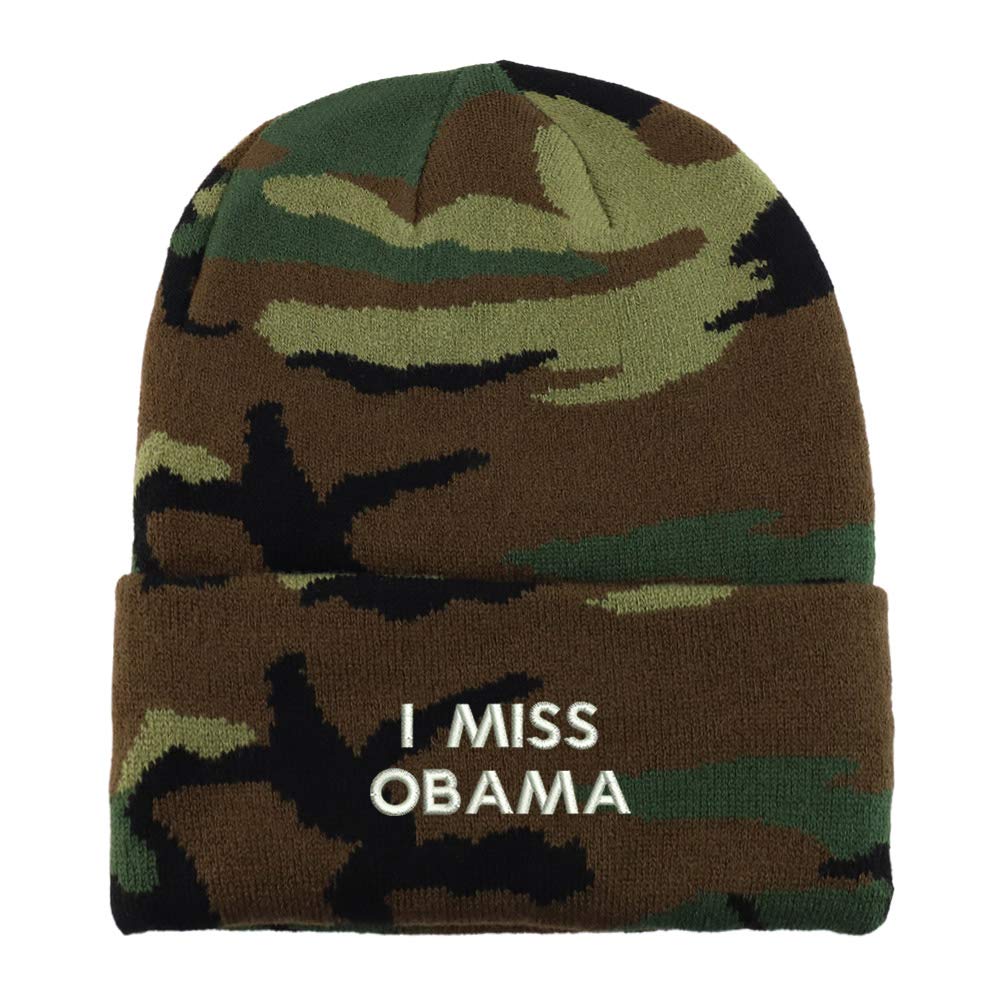 Trendy Apparel Shop I Miss Obama Embroidered Made in USA Camo Beanie