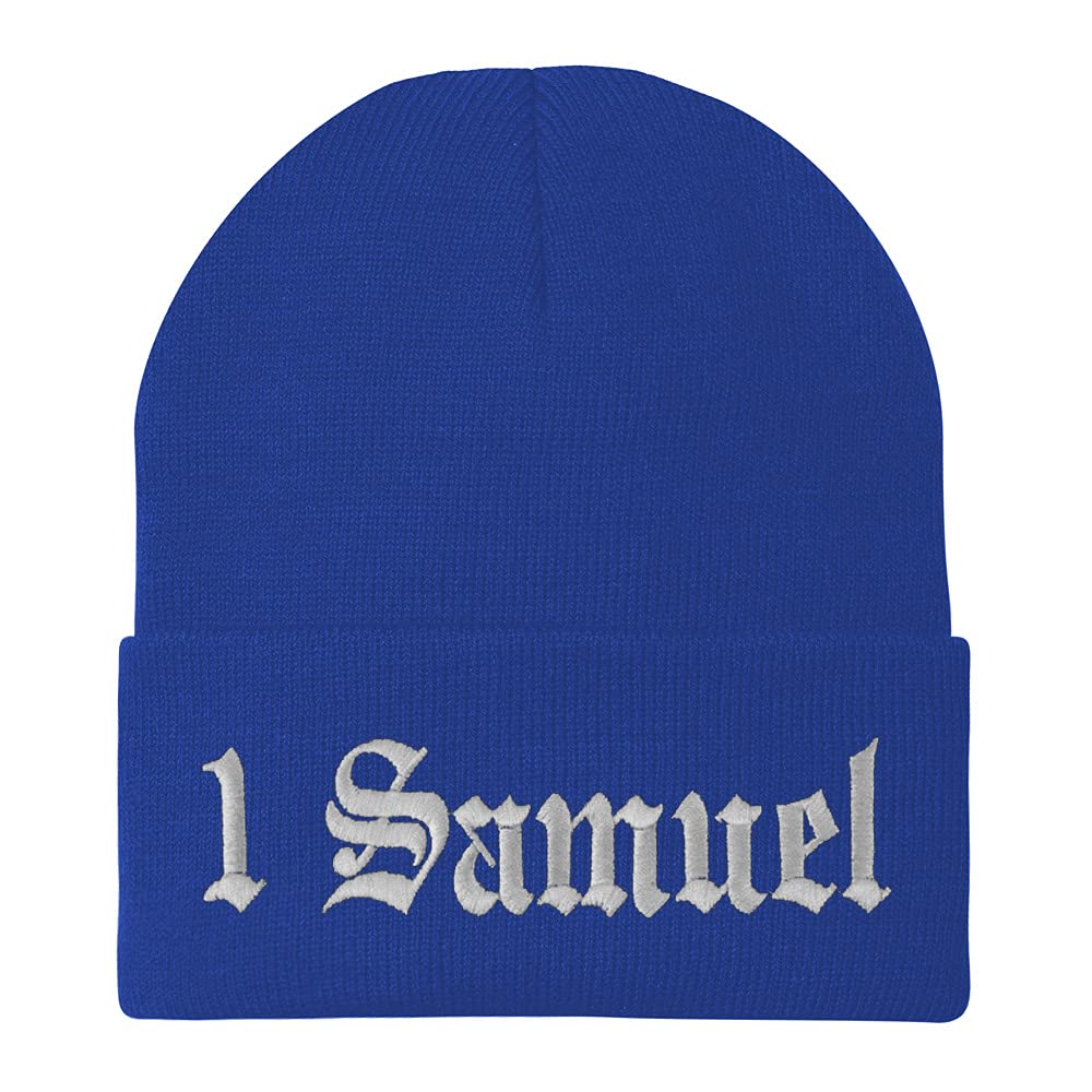 Trendy Apparel Shop 1 Samuel Old English Embroidered Long Cuff Beanie
