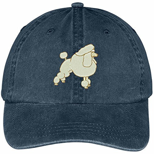 Trendy Apparel Shop Poodle Embroidered Dog Theme Low Profile Dad Hat Cotton Cap - Navy