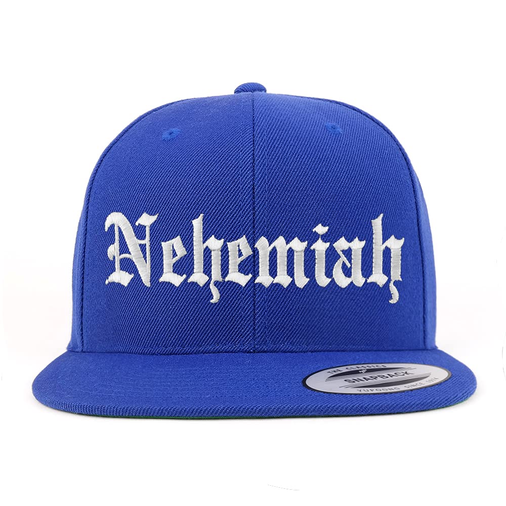 Trendy Apparel Shop Nehemiah Old English Embroidered Flatbill Snapback
