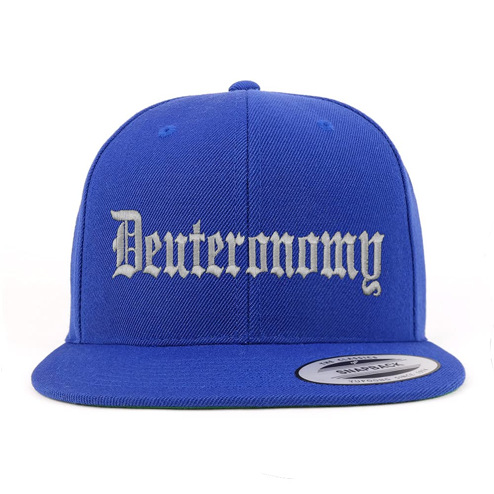 Trendy Apparel Shop Deuteronomy Old English Embroidered Flatbill Snapback