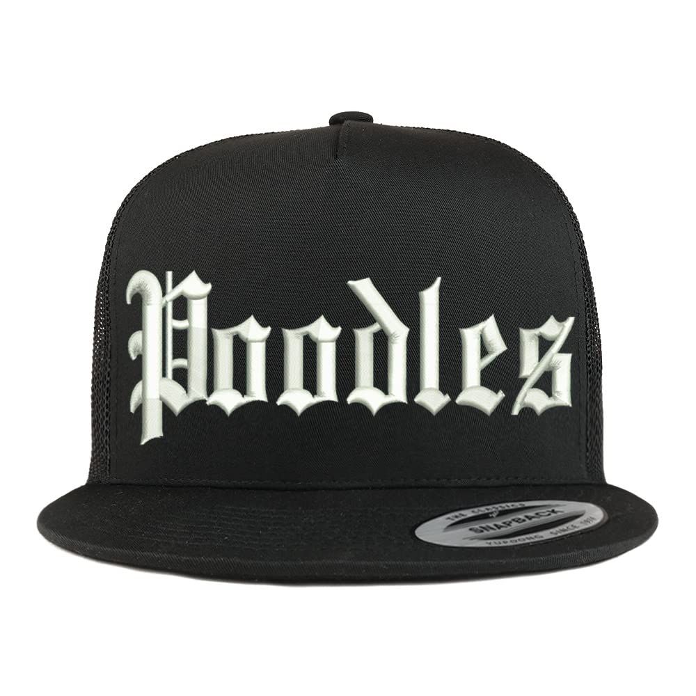 Trendy Apparel Shop Old English Poodles 5 Panel Flatbill Trucker Cap