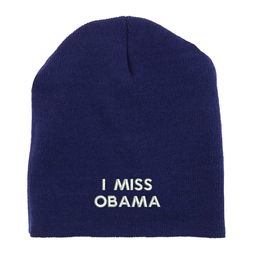 Trendy Apparel Shop I Miss Obama Embroidered Made in USA Short Acrylic Knit Winter Beanie Hat