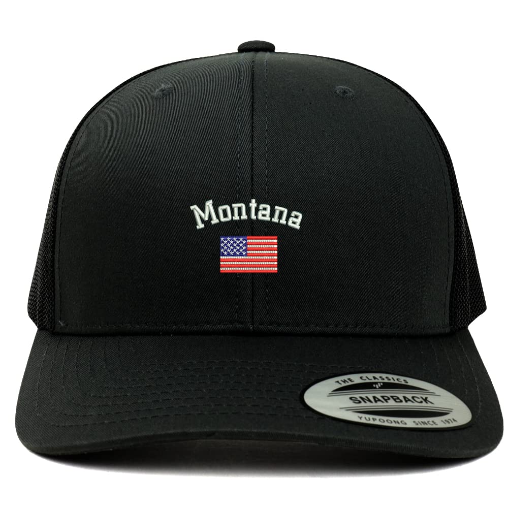 Trendy Apparel Shop Montana USA Flag 6 Panel Trucker Mesh Cap
