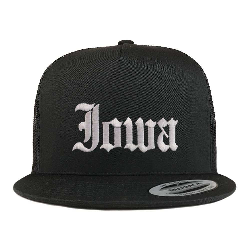 Trendy Apparel Shop Iowa State Old English 5 Panel Flatbill Trucker Mesh Cap