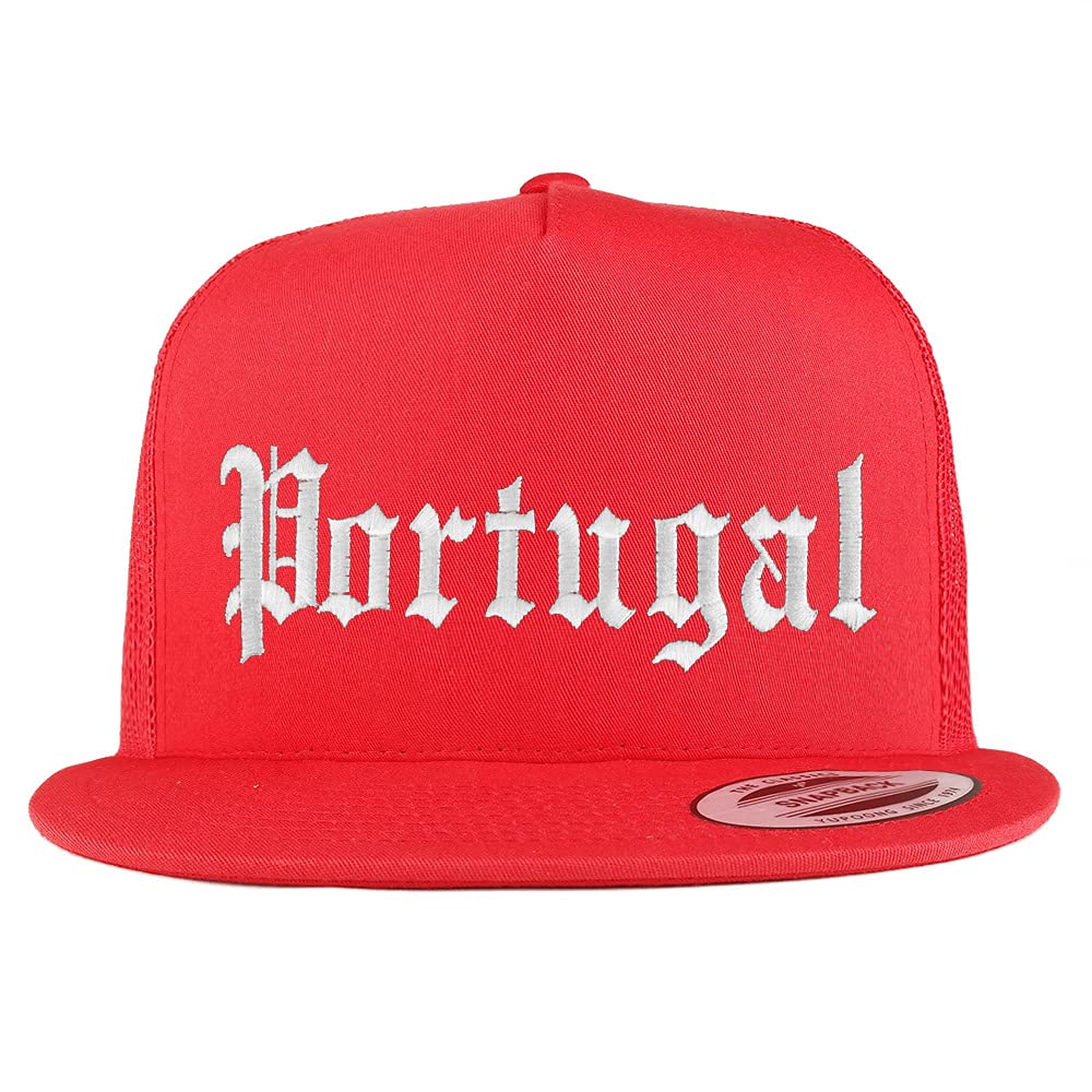 Trendy Apparel Shop Portugal Old English 5 Panel Flatbill Trucker Cap