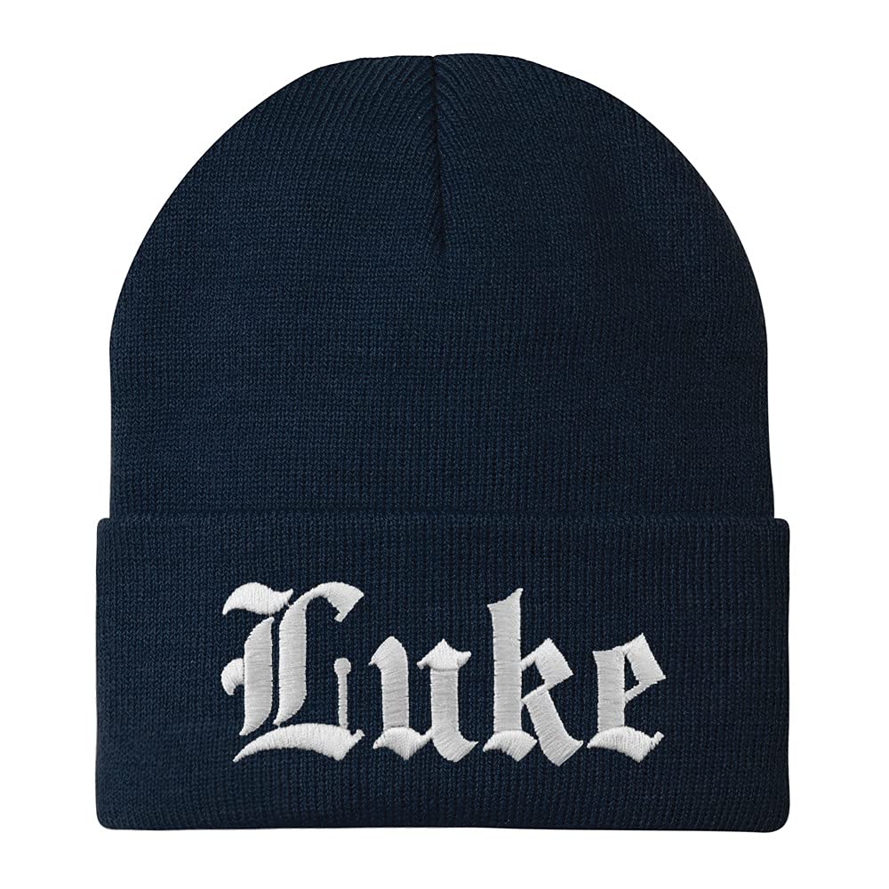 Trendy Apparel Shop Luke Old English Embroidered Long Cuff Beanie