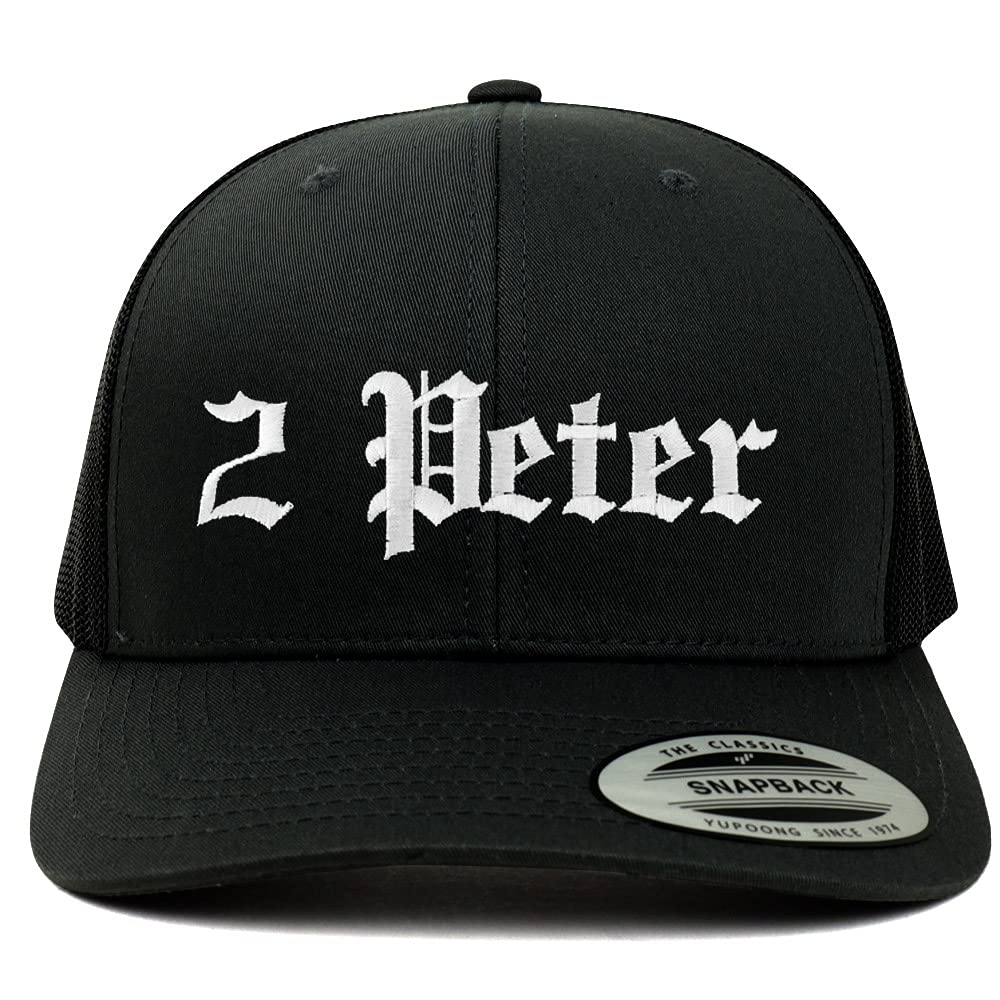 Trendy Apparel Shop 2 Peter Old English 6 Panel Trucker Mesh Cap