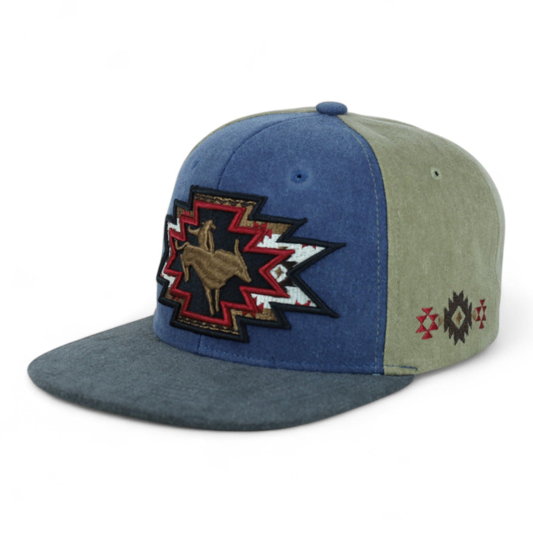 Trendy Apparel Shop Rodeo Design Embroidered Washed Cotton Flat Bill Snapback Cap