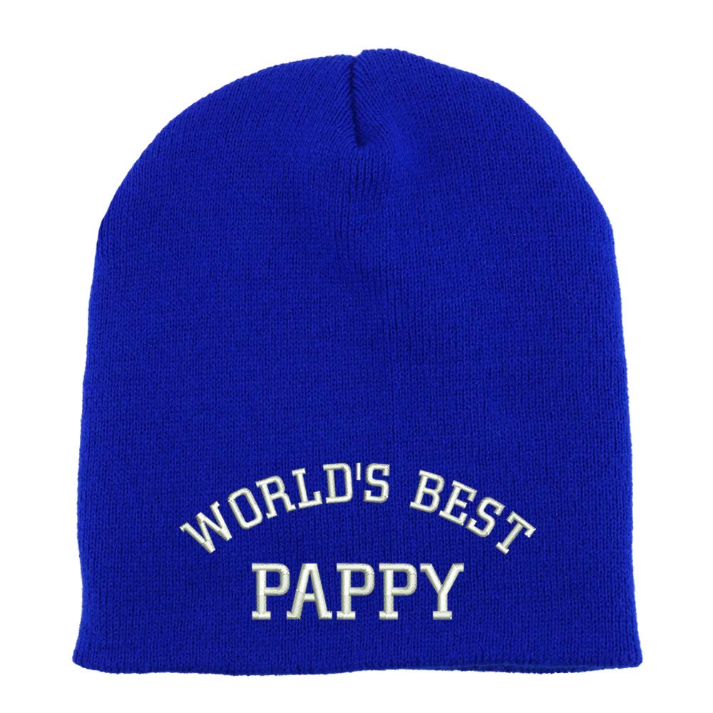 Trendy Apparel Shop World's Best Pappy Embroidered Made in USA Short Acrylic Knit Winter Beanie Hat