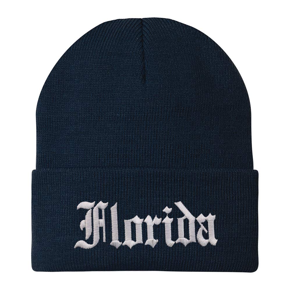 Trendy Apparel Shop Florida State Old English Embroidered Long Cuff Beanie