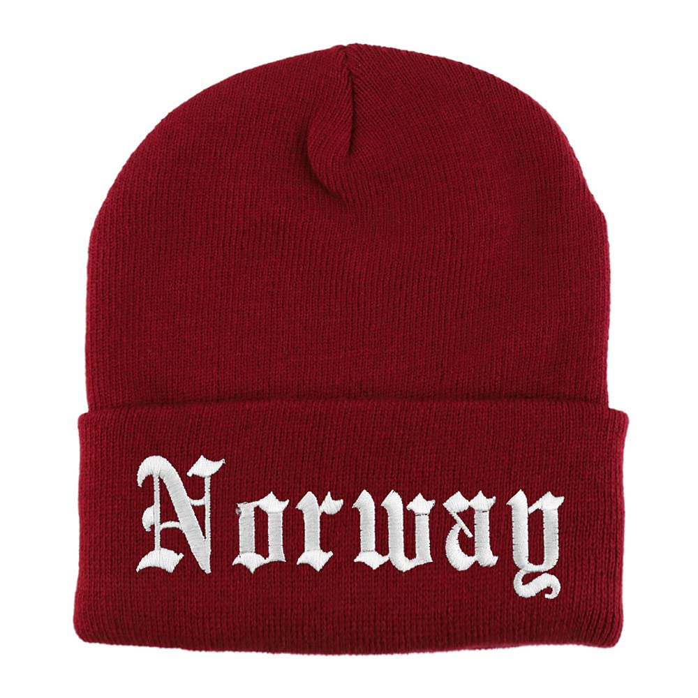Trendy Apparel Shop Norway Old English Embroidered Long Cuff Beanie