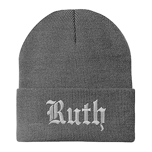 Trendy Apparel Shop Ruth Old English Embroidered Long Cuff Beanie