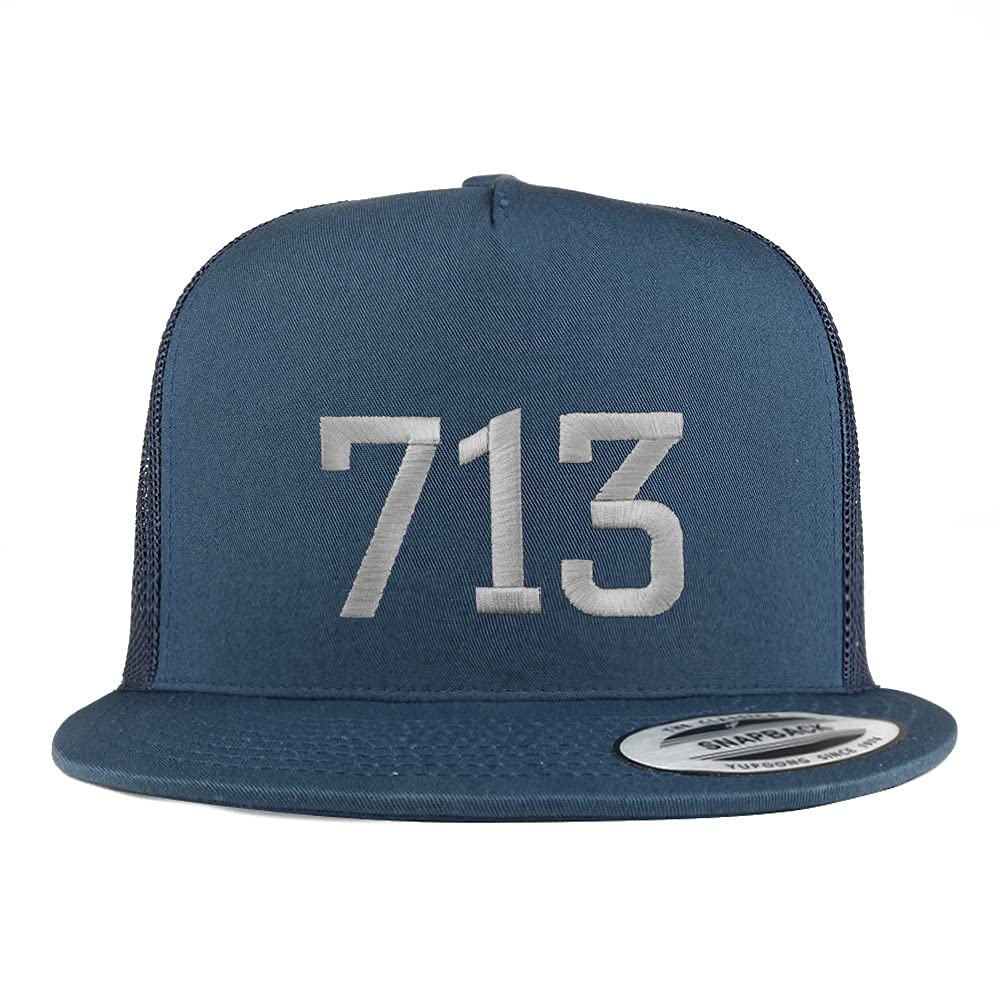 Trendy Apparel Shop Houston 713 Old English 5 Panel Flatbill Trucker Cap