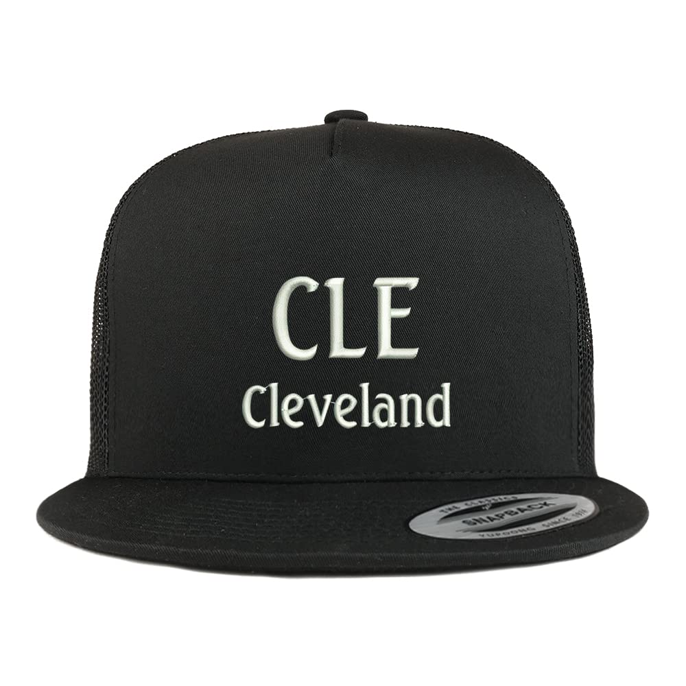 Trendy Apparel Shop CLE Cleveland Embroidered 5 Panel Flatbill Trucker Cap