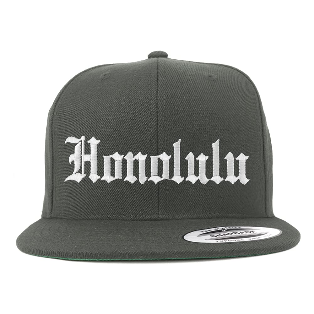 Trendy Apparel Shop Honolulu Old English Embroidered Flatbill Snapback