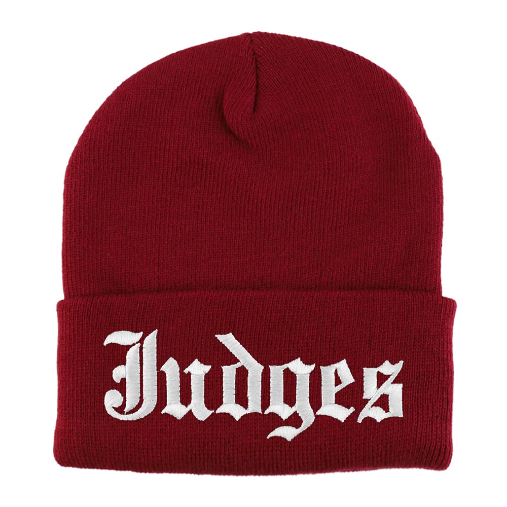 Trendy Apparel Shop Judges Old English Embroidered Long Cuff Beanie