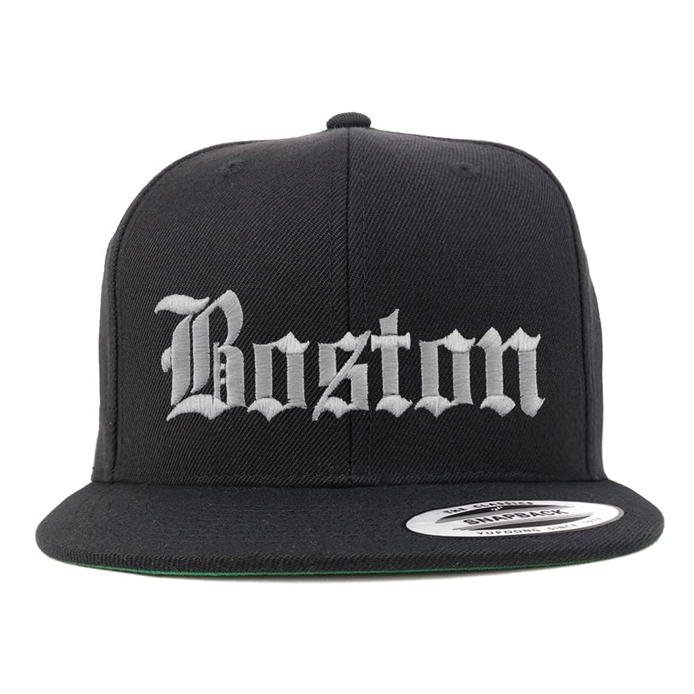 Trendy Apparel Shop Boston Old English Embroidered Flatbill Snapback