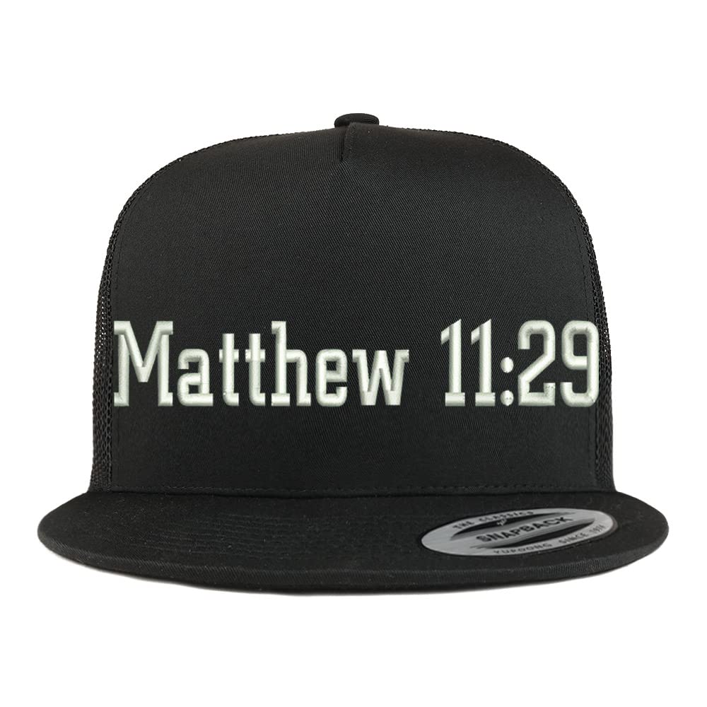Trendy Apparel Shop Matthew 11:29 5 Panel Flatbill Trucker Cap