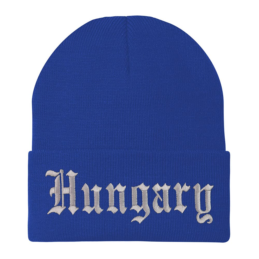 Trendy Apparel Shop Hungary Old English Embroidered Long Cuff Beanie
