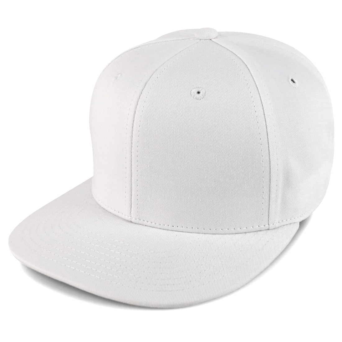 Trendy Apparel Shop 100% Cotton Plain Structured 6 Panels Flatbill Snapback Baseball Cap