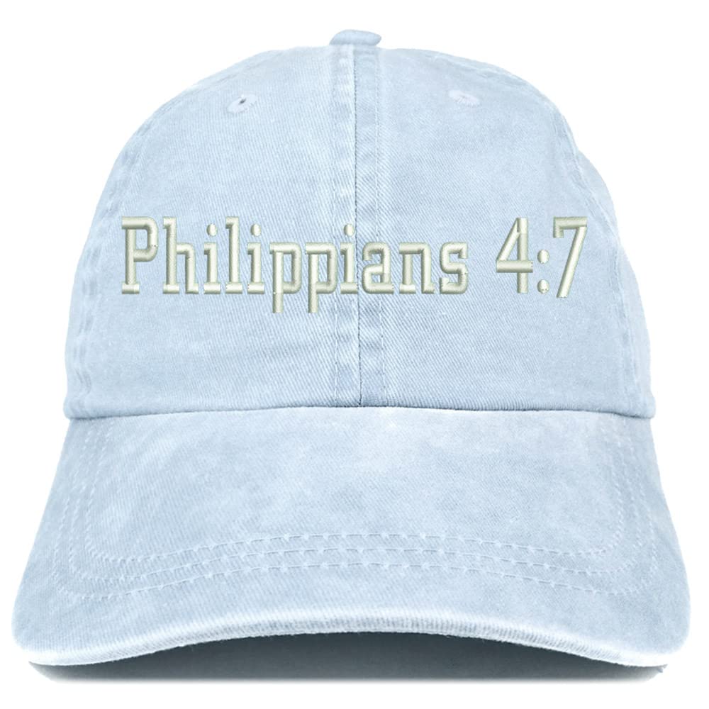Trendy Apparel Shop Philippians 4:7 Washed Pigment Dyed Baseball Cap
