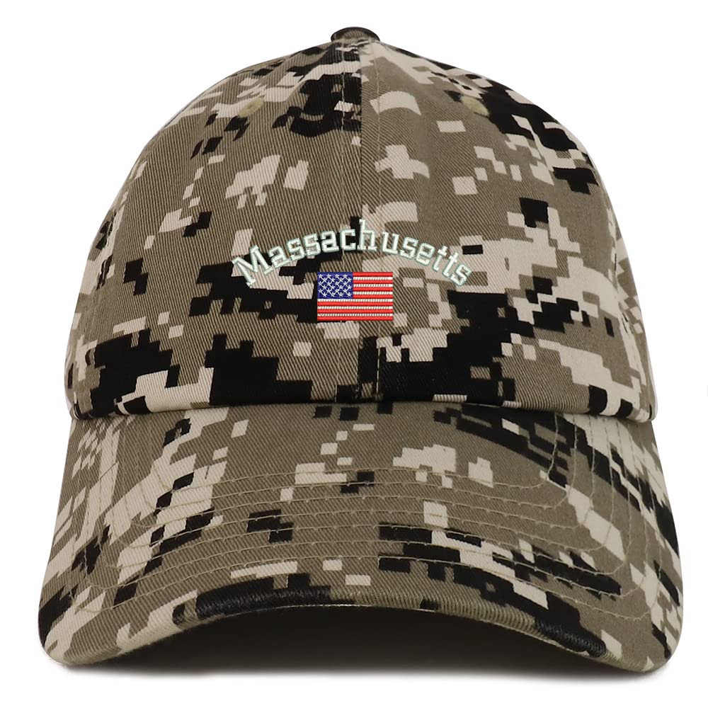 Trendy Apparel Shop Massachusetts USA Flag Low Profile Soft Cotton Baseball Cap
