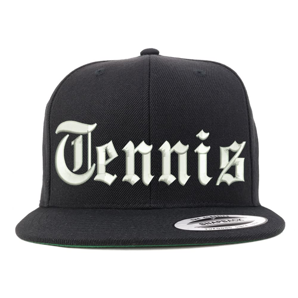 Trendy Apparel Shop Old English Tennis Embroidered Flatbill Snapback