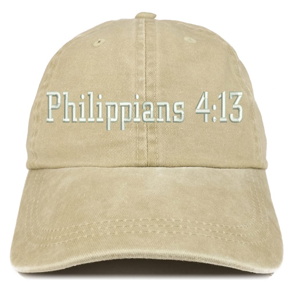 Trendy Apparel Shop Philippians 4:13 Washed Pigment Dyed Baseball Cap