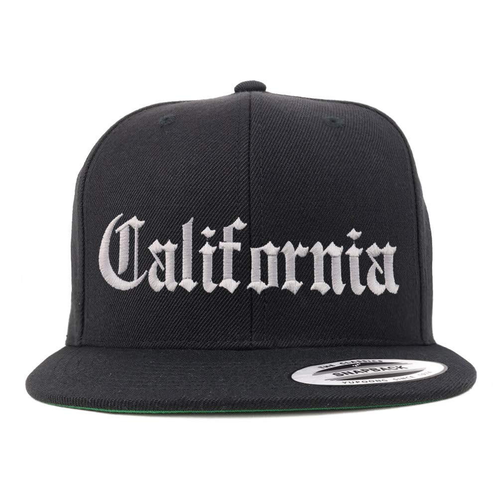 Trendy Apparel Shop California State Old English Embroidered Flatbill Snapback