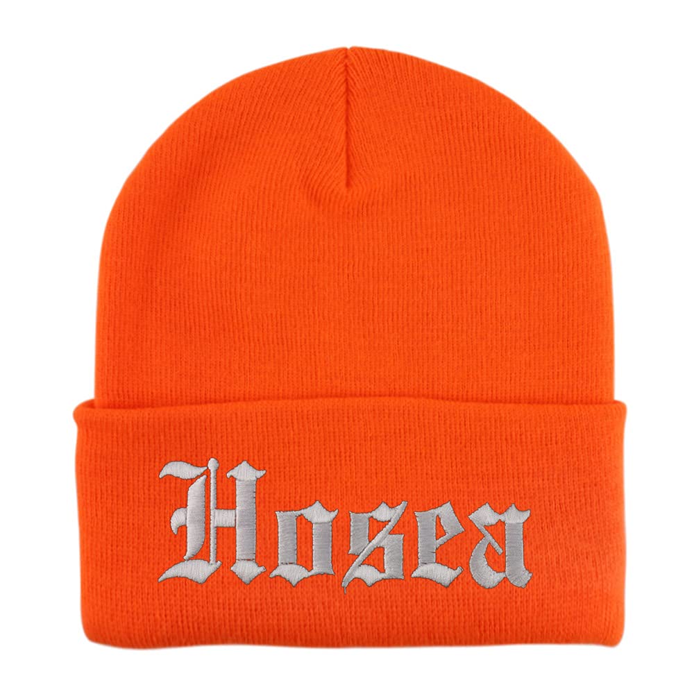 Trendy Apparel Shop Hosea Old English Embroidered Long Cuff Beanie