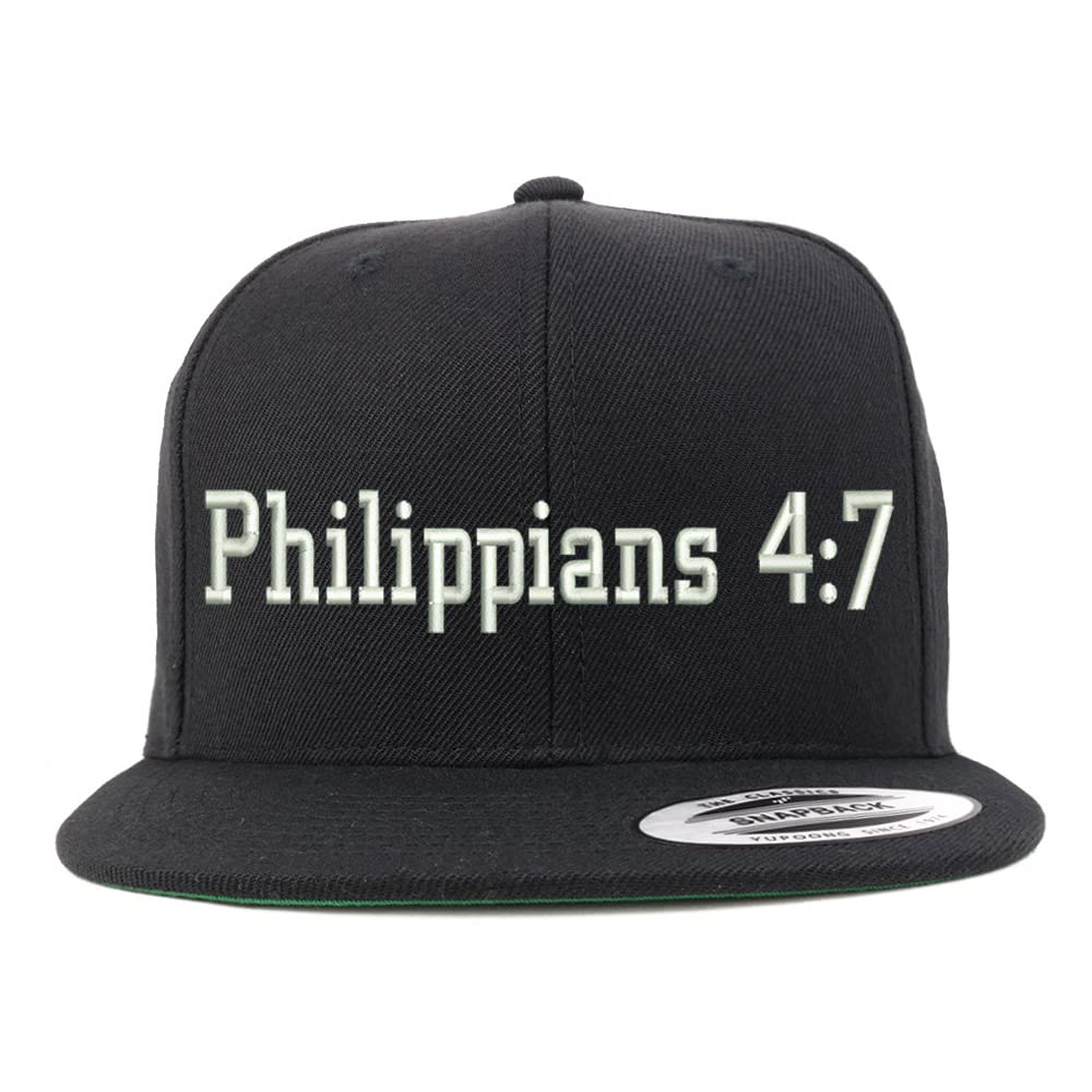 Trendy Apparel Shop Philippians 4:7 Embroidered Flatbill Snapback