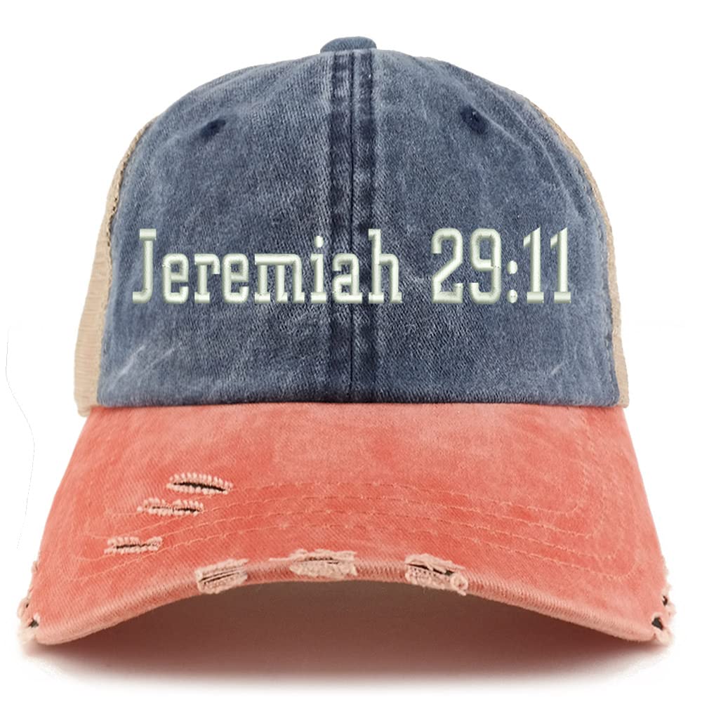 Trendy Apparel Shop Jeremiah 29:11 Frayed Bill Trucker Mesh Back Cap