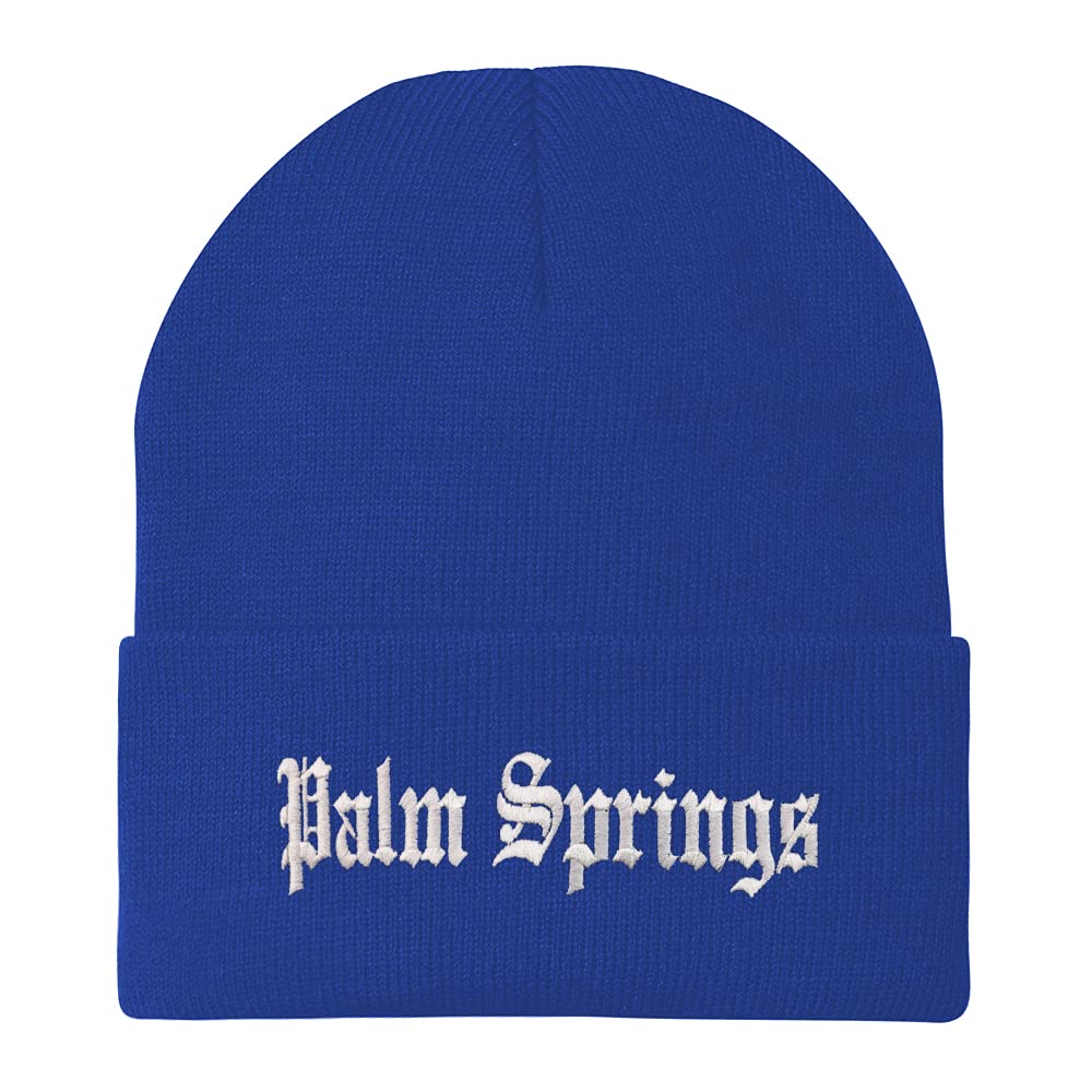 Trendy Apparel Shop Palm Springs Old English Embroidered Long Cuff Beanie