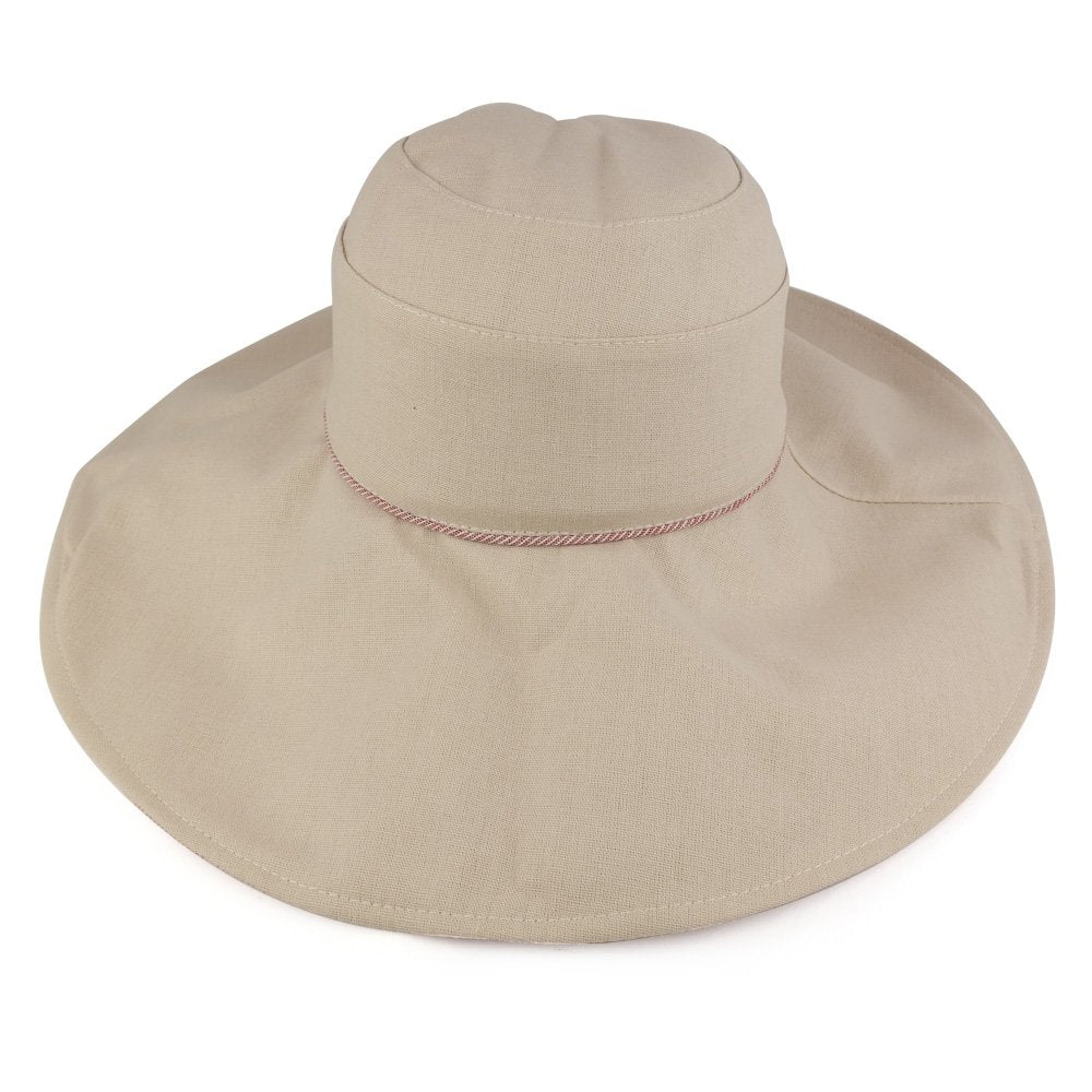 Trendy Apparel Shop Womens Reversible Cotton Linen Pinstripe Brim Hat