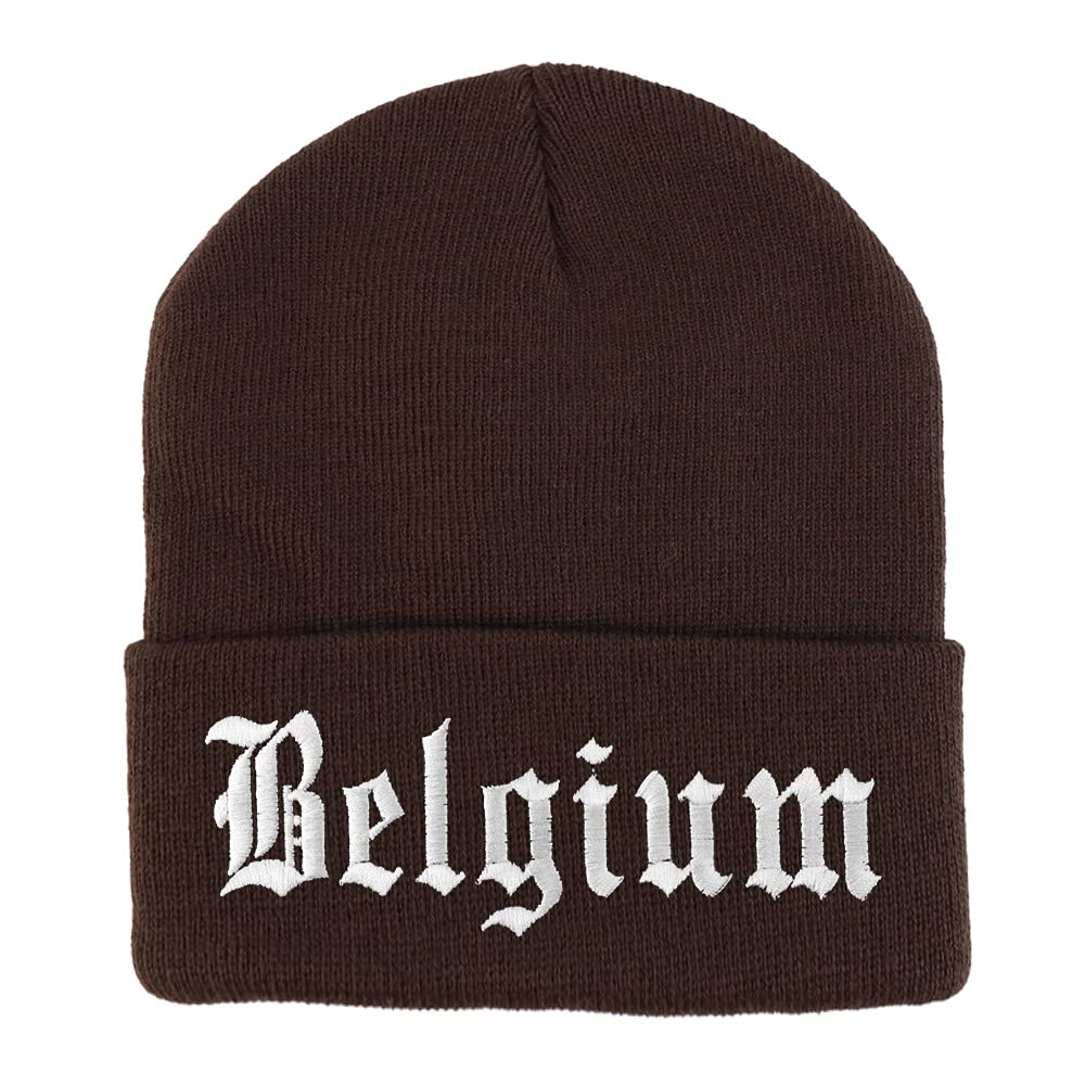 Trendy Apparel Shop Belgium Old English Embroidered Long Cuff Beanie