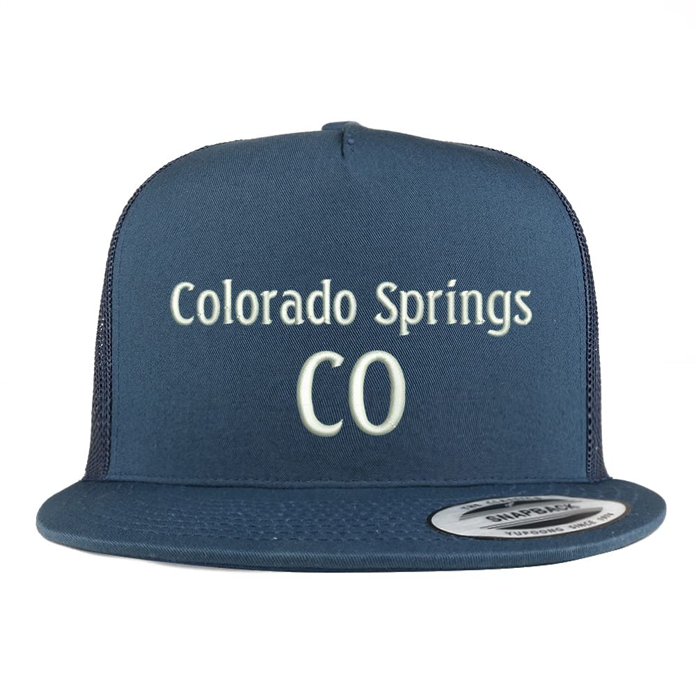 Trendy Apparel Shop Colorado Springs CO Embroidered 5 Panel Flatbill Trucker Cap
