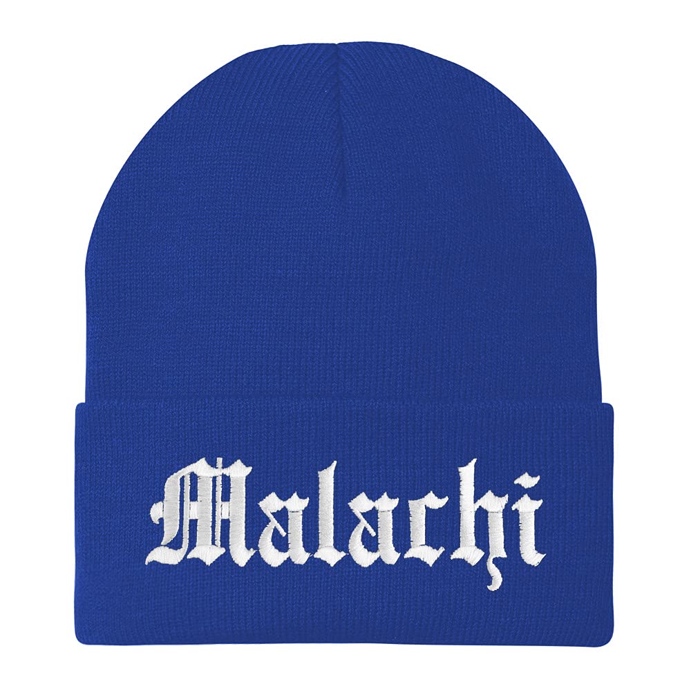Trendy Apparel Shop Malachi Old English Embroidered Long Cuff Beanie
